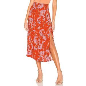 Free People Retro Love Midi Skirt Burnt Orage